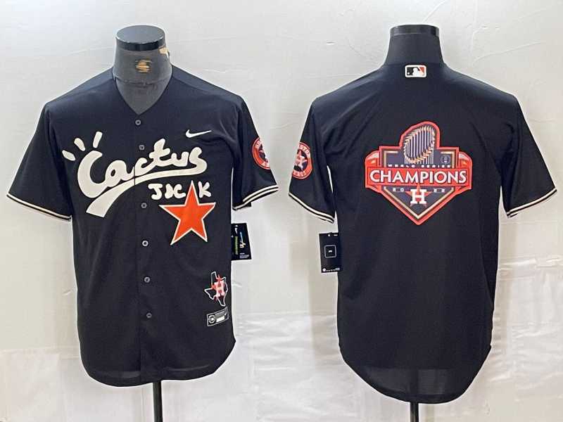 Men%27s Houston Astros Big Logo Black Cactus Jack Vapor Premier Stitched Baseball Jersey